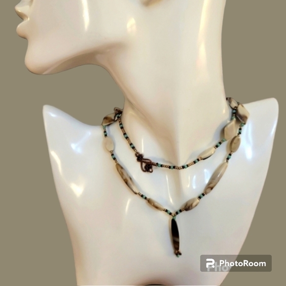 Handmade Acrylic Glass Seed Beaded Necklace - Picture 1 of 8